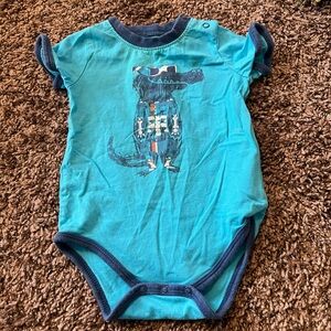 Blue Crocodile Print Kids One Piece